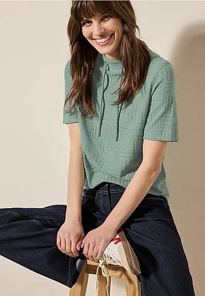 Cecil T-Shirt mit Tunnelzugband am Kragen günstig online kaufen