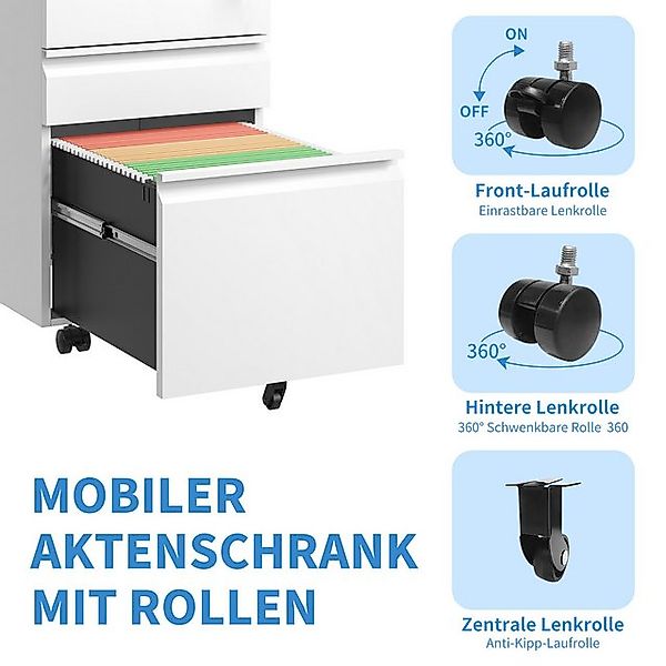 Odikalo Aktenschrank Aufbewahrung Rollcontainer Schloss Schubladen60×B37.3× günstig online kaufen