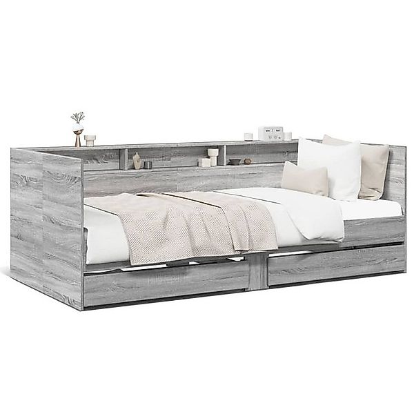 vidaXL Bett, Tagesbett mit Schubladen Grau Sonoma 90x190 cm Holzwerkstoff günstig online kaufen
