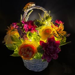 Kunstblumenstrauß - Deko Korb mit künstlichen günstig online kaufen