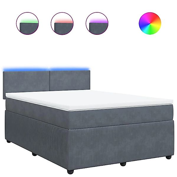 vidaXL Boxspringbett mit Matratze Dunkelgrau 140x200 cm Samt 3290053 günstig online kaufen