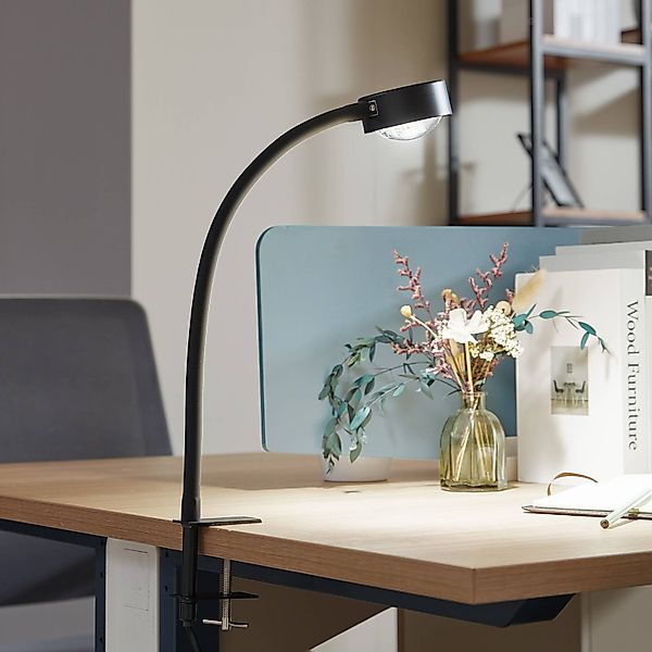 Lindby Schraubklemmleuchte Jyla, schwarz matt, GX53, Flexarm günstig online kaufen