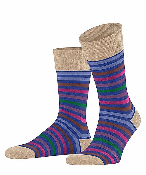 FALKE Tinted Stripe Herren Socken, 43-46, Blau, Streifen, Schurwolle, 13279 günstig online kaufen