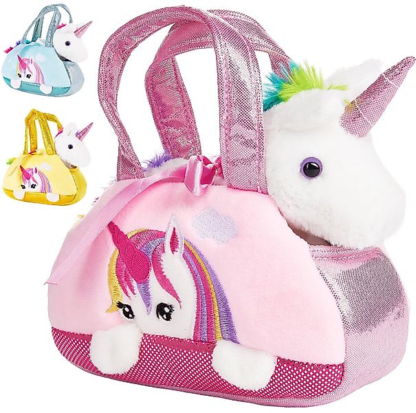 BRUBAKER Kuscheltier Einhorn Tasche Regenbogen 20 cm (1-St., Plüschtier in günstig online kaufen