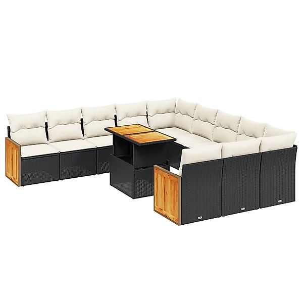 vidaXL 11-Tlg Garten-Sofagarnitur mit Kissen Schwarz Poly Rattan 3274143 günstig online kaufen