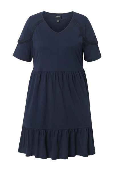 Ulla Popken Jerseykleid Jerseykleid Zierband A-Linie günstig online kaufen
