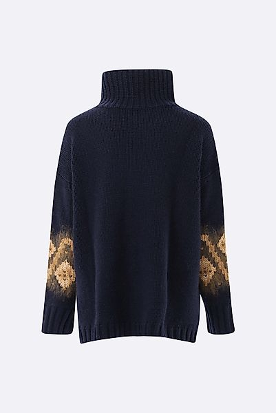 Rollkragenpullover oversized mit Muster an Ärmeln günstig online kaufen