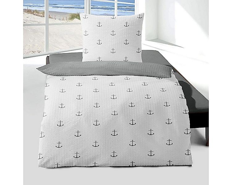 TRAUMSCHLAF Bettwäsche Anker, Seersucker, 2 teilig, maritimes Design in büg günstig online kaufen