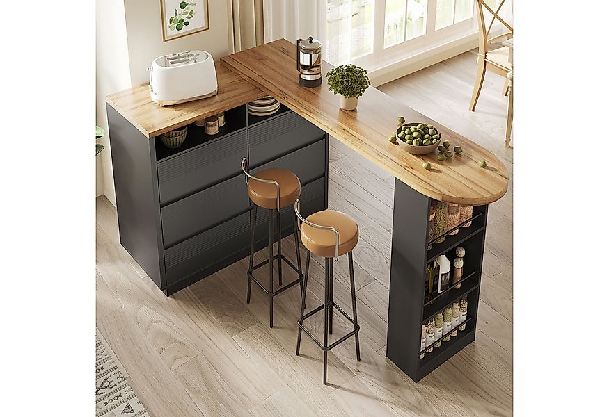 i@home Bartisch Ausziehbarer Sieborad mit Stauraum(137-215×39×102.3cm) (1 T günstig online kaufen