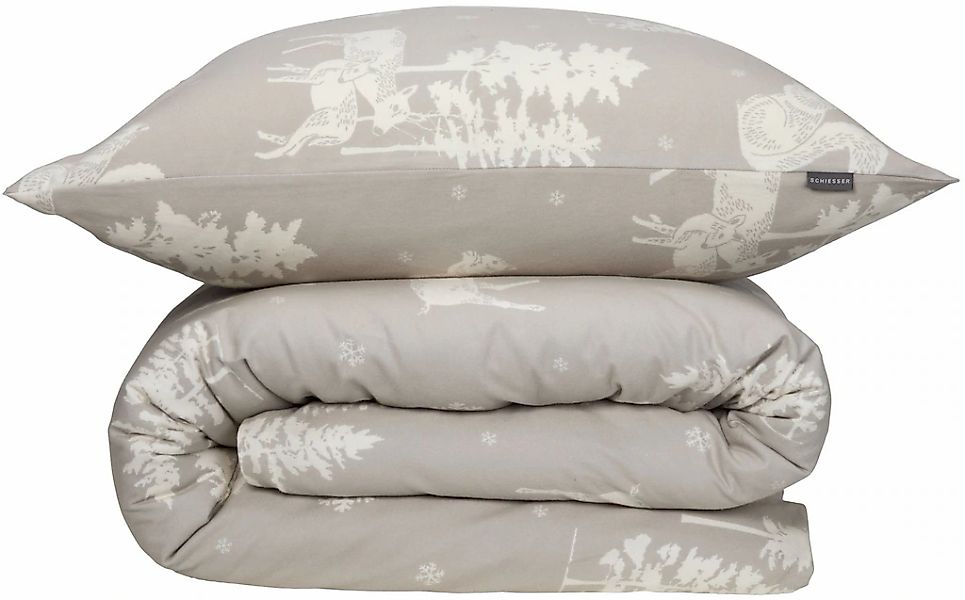 Schiesser Bettwäsche "Nordic aus weichem Baumwollflanell mit nordischem Mus günstig online kaufen