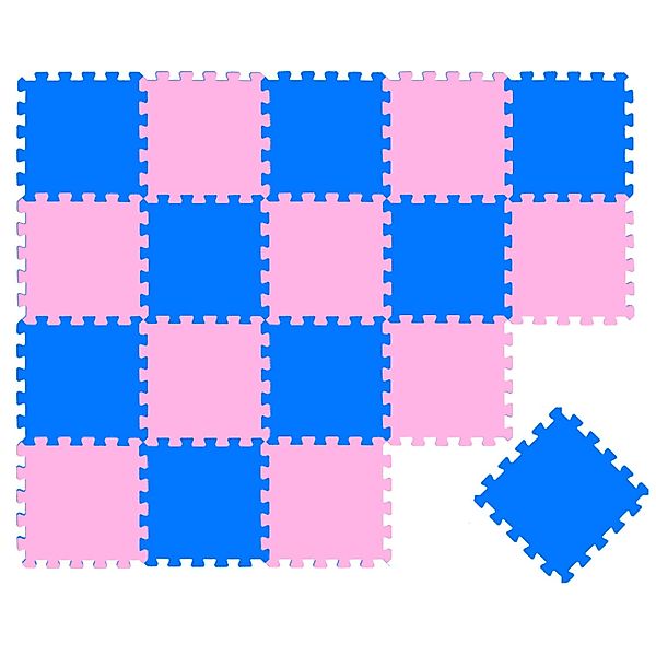 LittleTom Baby & Kinder Puzzlematte 30 x 30 cm 18 Stück Pink & Dunkelblau günstig online kaufen