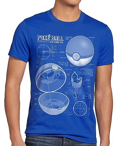 style3 T-Shirt Pokéball Blaupause monster spiel günstig online kaufen