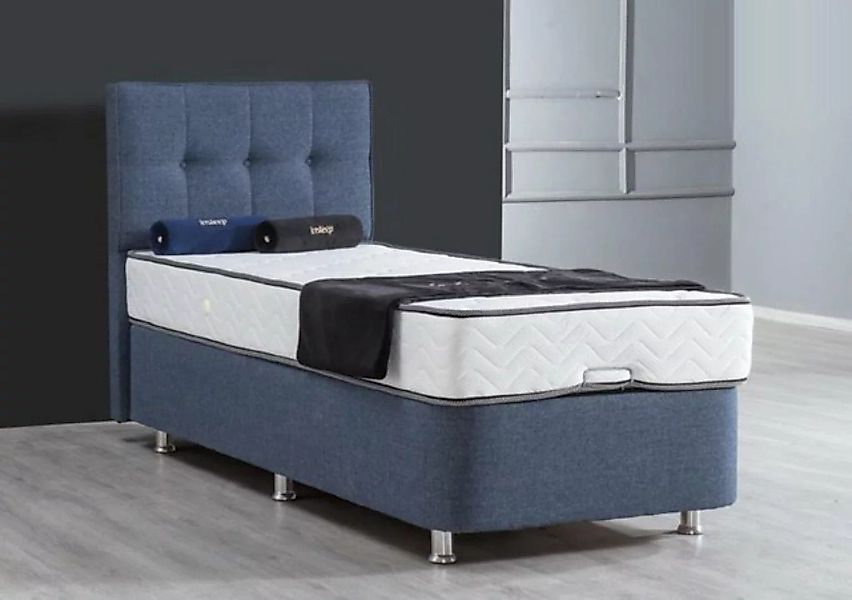 JVmoebel Bett Bett Blau Einzelbett Metall Modern Betten Luxus Stoff Bett günstig online kaufen