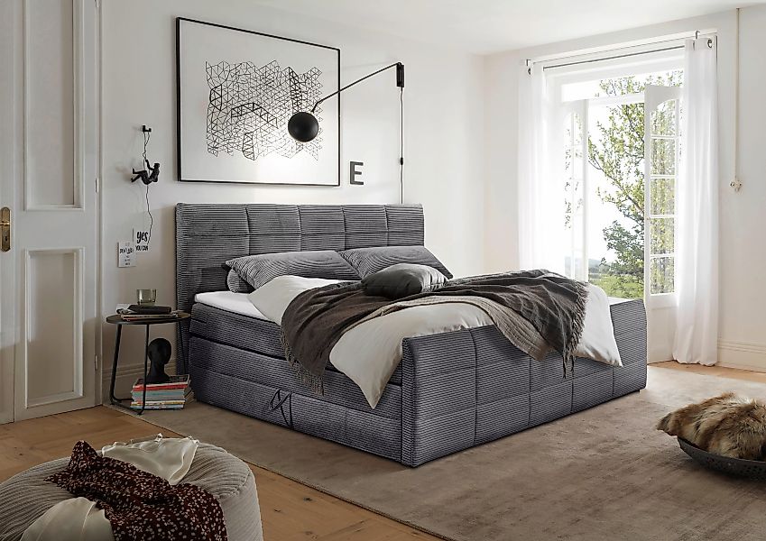 ED EXCITING DESIGN Boxspringbett "Bolivia", harte Seite mit Kokosmatte, wei günstig online kaufen