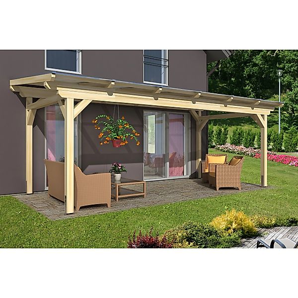 Skan Holz Terrassenüberdachung Sanremo B x T 648 cm x 400 cm Leimholz Natur günstig online kaufen