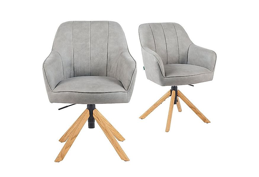 DUBI Möbel Polsterstuhl Mika-Levi 2er-Set, Federkern, Eiche geölt, 360° dre günstig online kaufen