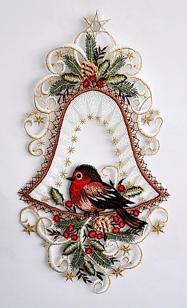 Stickereien Plauen Fensterbild "Vogel in Glocke" günstig online kaufen