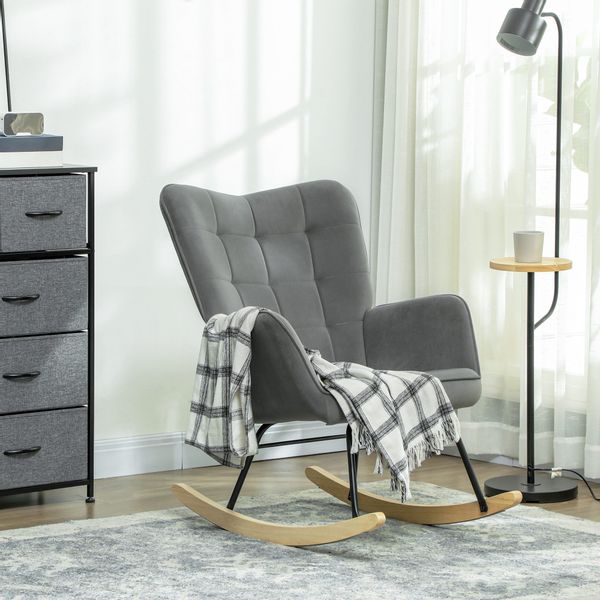 HOMCOM Schaukelstuhl Sessel Relaxsessel Wohnzimmersessel Akzentstuhl günstig online kaufen