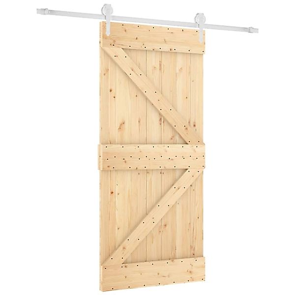 vidaXL Schiebetür mit Beschlag 95x210 cm Massivholz Kiefer 3203250 günstig online kaufen