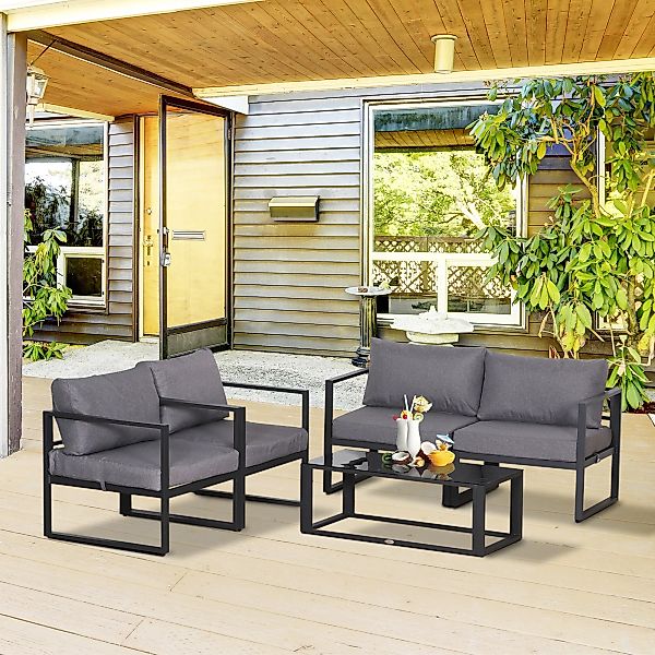 Outsunny Vierteiliges Gartenmöbel Set, Sitzgruppe, Sofa mit Sitzkissen, Tis günstig online kaufen