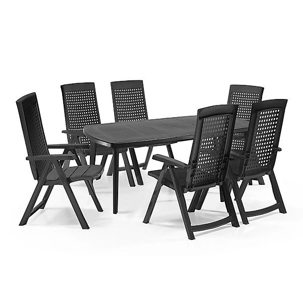 Shaf Milano 7-tlg. Outdoor-Essgruppe mit Atlantic Esstisch Anthrazit Wetter günstig online kaufen