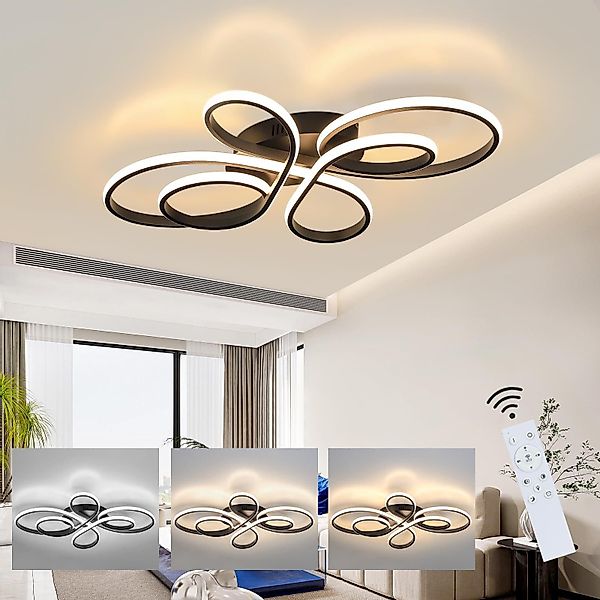 Nettlife LED Deckenleuchte Wohnzimmer Schwarz Dimmbar günstig online kaufen