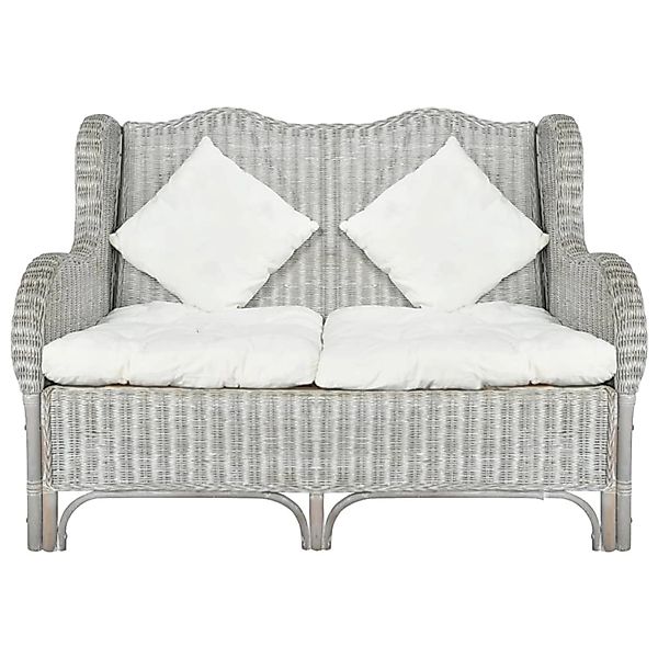 2-sitzer-sofa Grau Natur Rattan Und Leinen günstig online kaufen