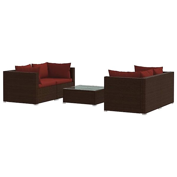 vidaXL 5-tlg Garten-Lounge-Set mit Kissen Poly Rattan Braun Modell 11 günstig online kaufen