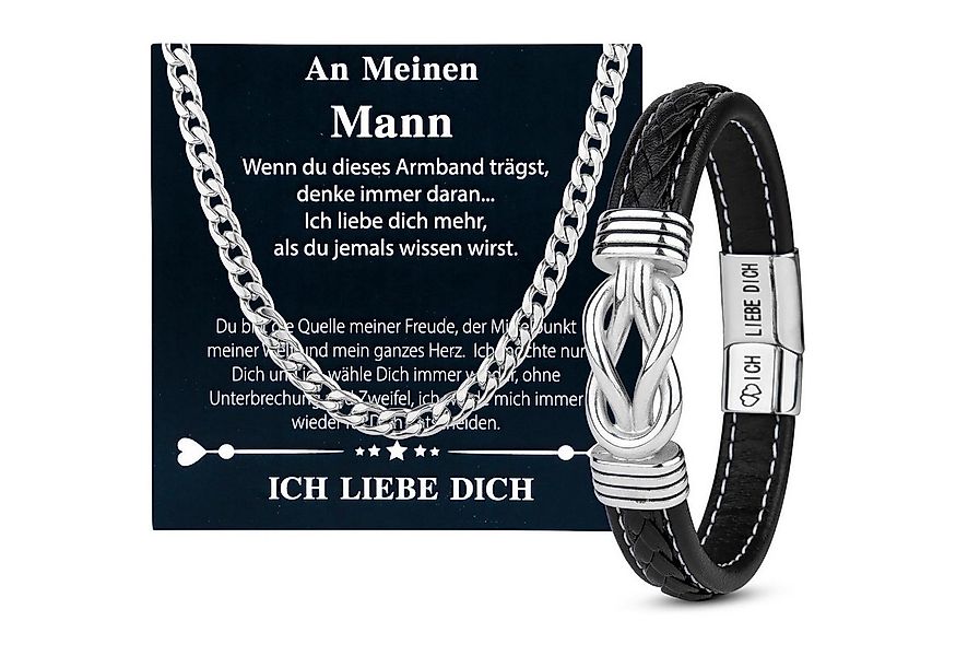 Merclix Lederarmband Set Herren Armband Halskette Set Geschenke Geburtstag günstig online kaufen