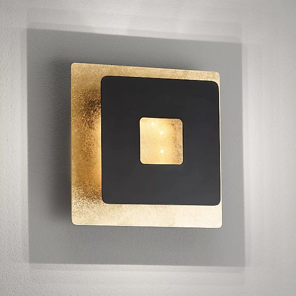 LED-Wandleuchte Hennes, Breite 18 cm, blattgold/schwarz günstig online kaufen