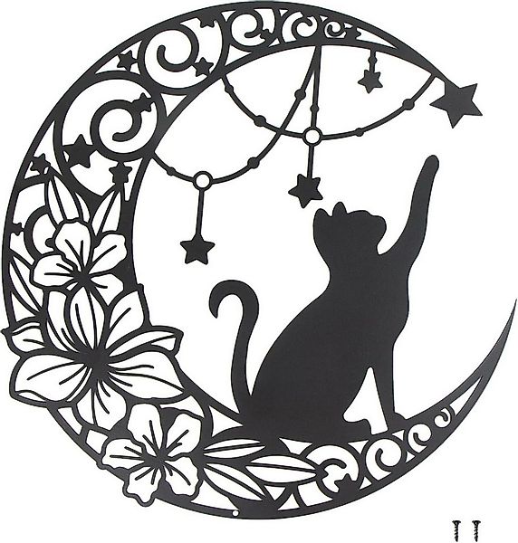 Coonoor Wanddekoobjekt Mond Und Katze Metall Wanddeko, Für Zuhause Schlafzi günstig online kaufen