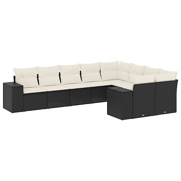 vidaXL 9-Tlg Garten-Sofagarnitur mit Kissen Schwarz Poly Rattan 3223035 günstig online kaufen