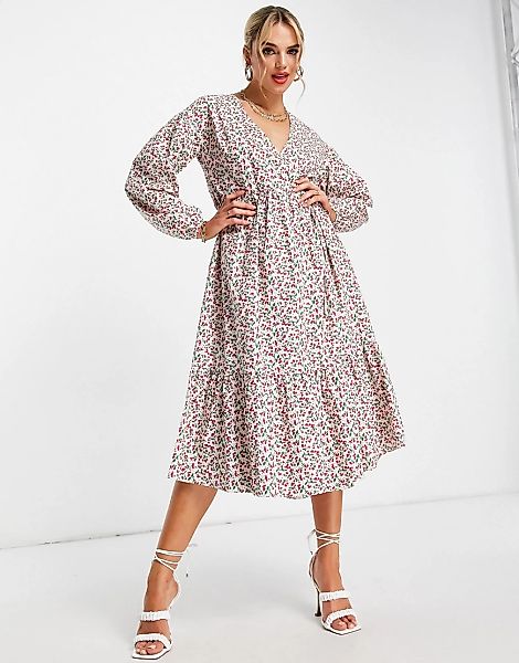 Glamorous – Midi-Wickelkleid mit Ditsey-Kirschmuster-Mehrfarbig günstig online kaufen