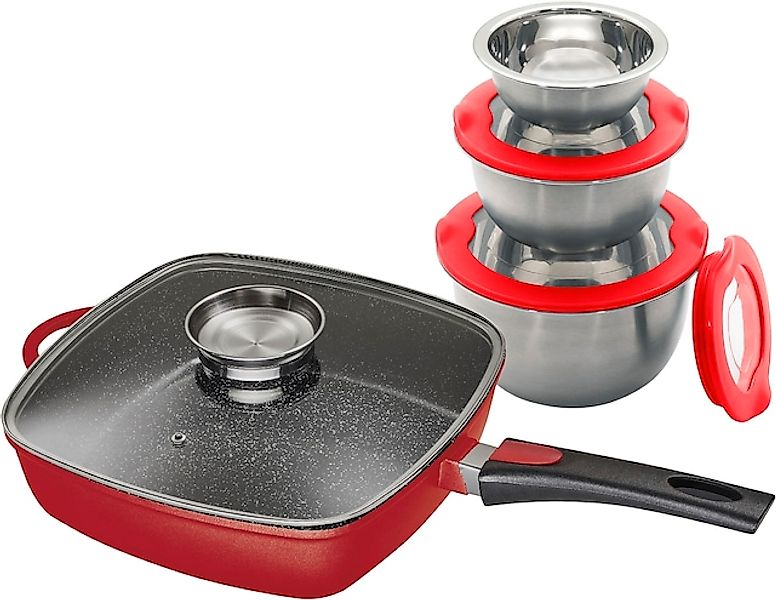 KING Bratpfanne »Square« Aluminiumguss Set, 3 Schüsseln Ø17. Ø14.5 Ø12cm mi günstig online kaufen