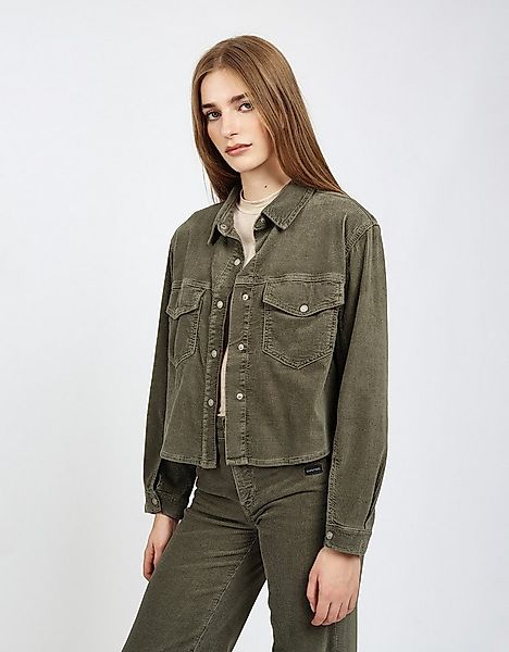 GANG Longblazer – Cropped Relaxed Fit Jacke mit Hemdkragen günstig online kaufen