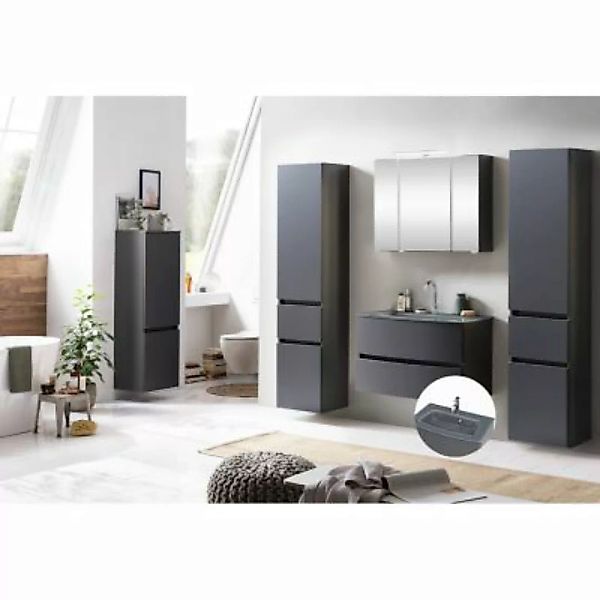 Lomadox Badezimmermöbel Komplett Set LAURIA-03 in grau mit matt grau, inkl. günstig online kaufen