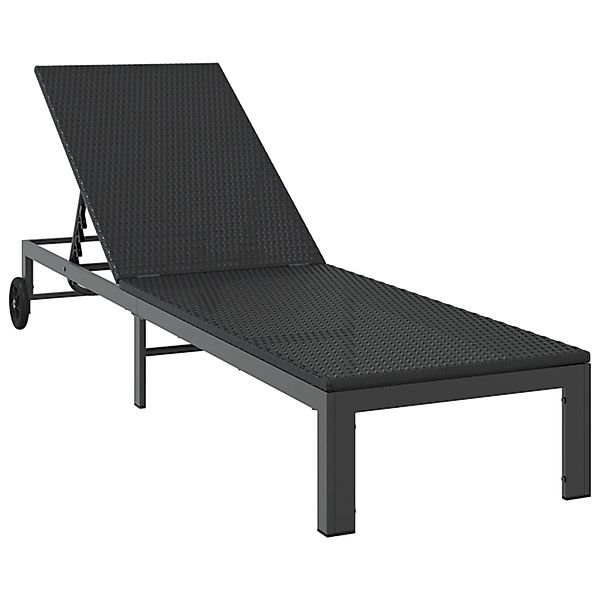 vidaXL Sonnenliege mit Rädern Schwarz Poly Rattan 42004129 günstig online kaufen
