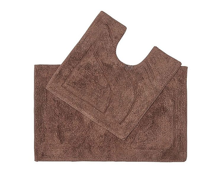 Homescapes Badematte 2 teiliges Luxus Badematten Set 100% Baumwolle braun, günstig online kaufen