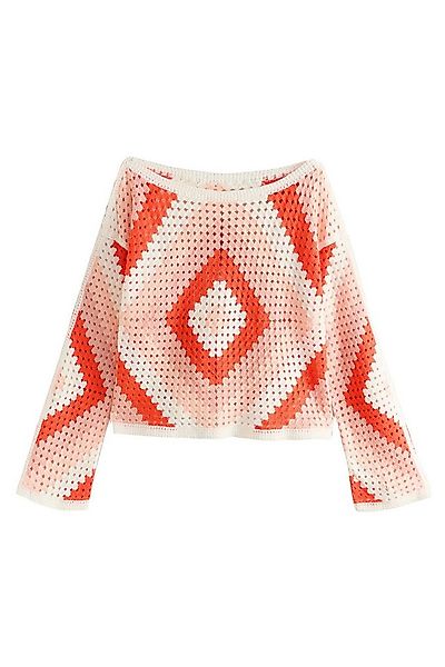 Next Strickpullover Baumwoll-Häkelpullover mit offenem Ausschnitt (1-tlg) günstig online kaufen