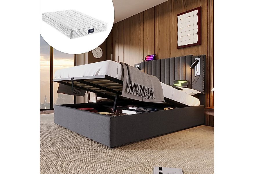 HAUSS SPOLE Polsterbett 160x200 Leselicht mit USB Ladefunktion Kopfteil, Gr günstig online kaufen