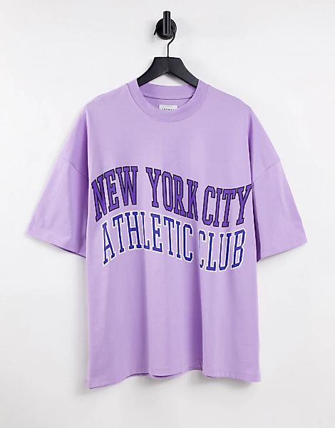 Topman – Super-Oversize-T-Shirt in Flieder mit „New York City“-Print-Lila günstig online kaufen