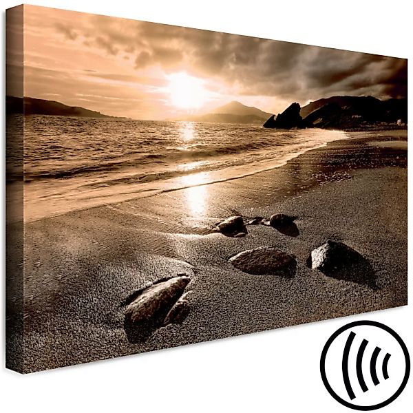 Leinwandbild Sonnenuntergang am Meer in Sepia - stimmungsvolle, maritime La günstig online kaufen