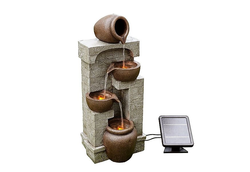 Teamson Home Gartenbrunnen Solarbrunnen mit LED aus Polyresin braun 72 cm günstig online kaufen