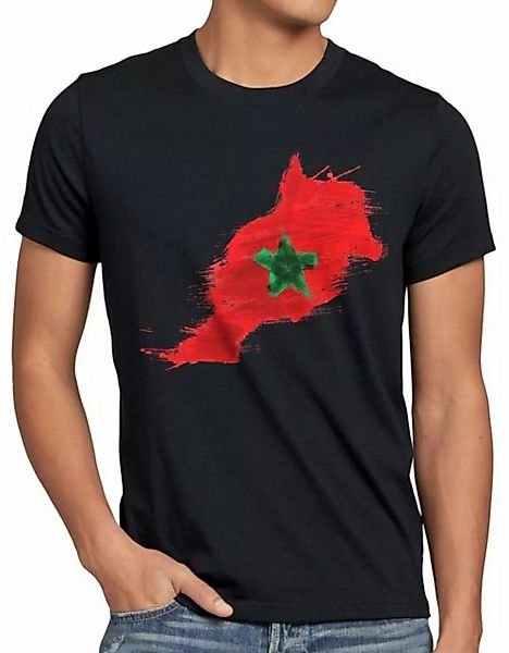 style3 Print-Shirt Herren T-Shirt Flagge Marokko Fußball Sport Morocco WM E günstig online kaufen