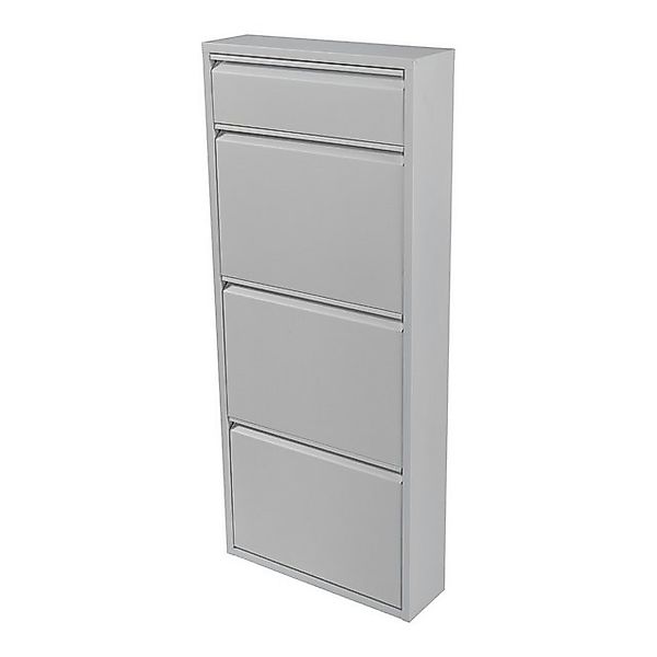 en.casa Schuhschrank »Sokndal« mit 3+1 Klappen Metall Weiß günstig online kaufen