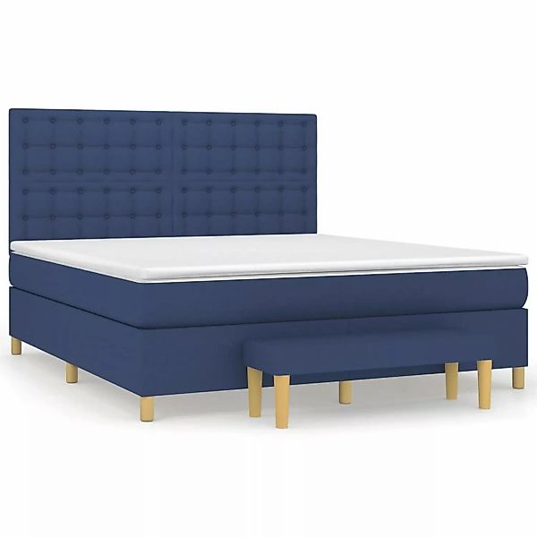 vidaXL Boxspringbett Boxspringbett mit Matratze Blau 160x200 cm Stoff Bett günstig online kaufen