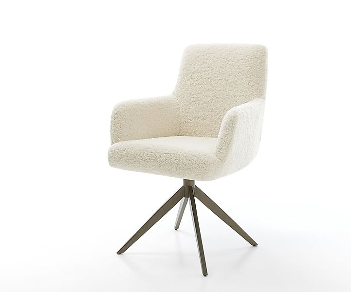 Drehstuhl Heira-Flex mit Armlehnen Teddystoff Beige Kreuzgestell breit Effe günstig online kaufen