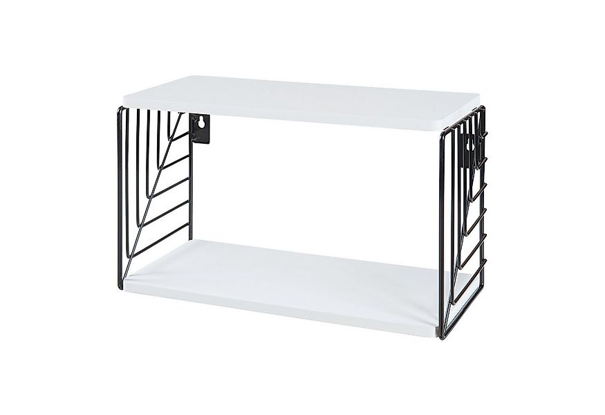 en.casa Wandregal, »Moss« mit Metallrahmen 39x18x23 cm Schwarz / Weiß günstig online kaufen