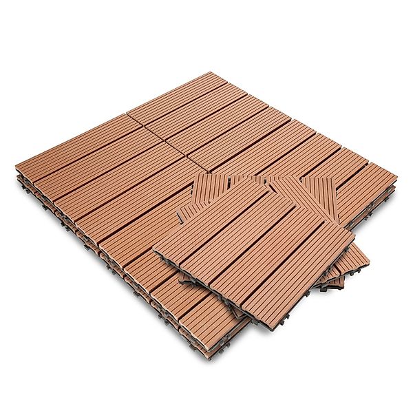 Clanmacy Holzfliesen WPC Terrassenfliesen Holzfliesen 30x30cm günstig online kaufen