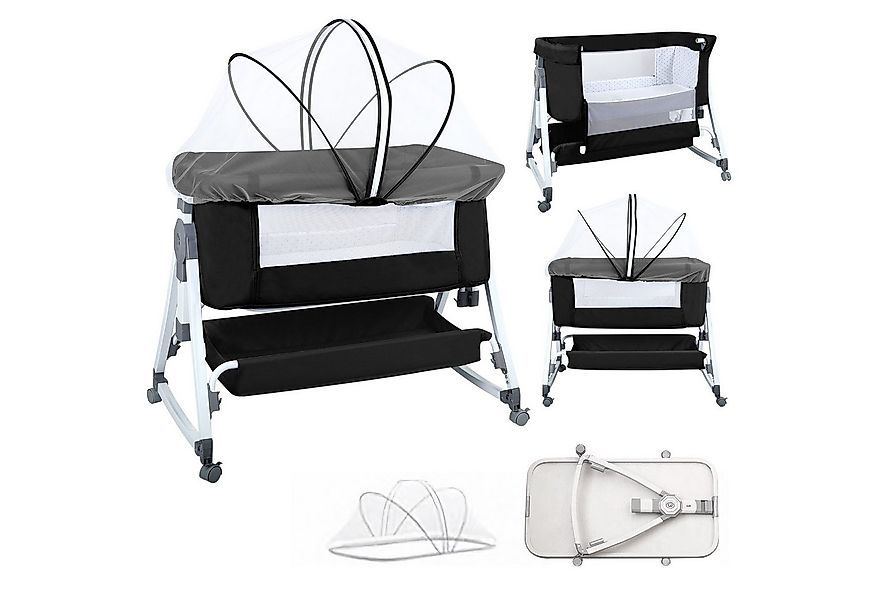JEOBEST Beistellbett 3 in 1 Babybett, Schaukelmodus, mit atmungsaktivem Net günstig online kaufen